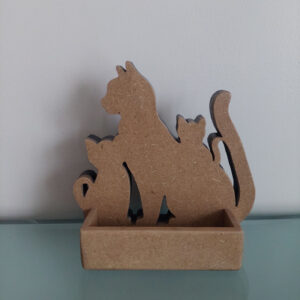 Porte cartes fami-chats MDF incolore et noir