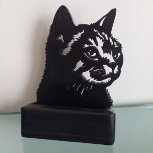 Porte cartes tête chat MDF noir