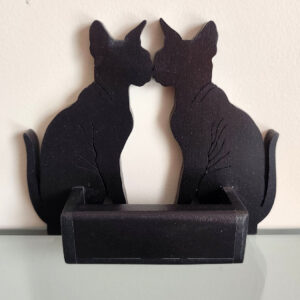 Portes cartes chat sphynx MDF noir