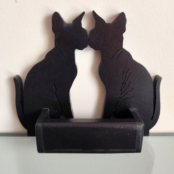 Portes cartes chat sphynx MDF noir