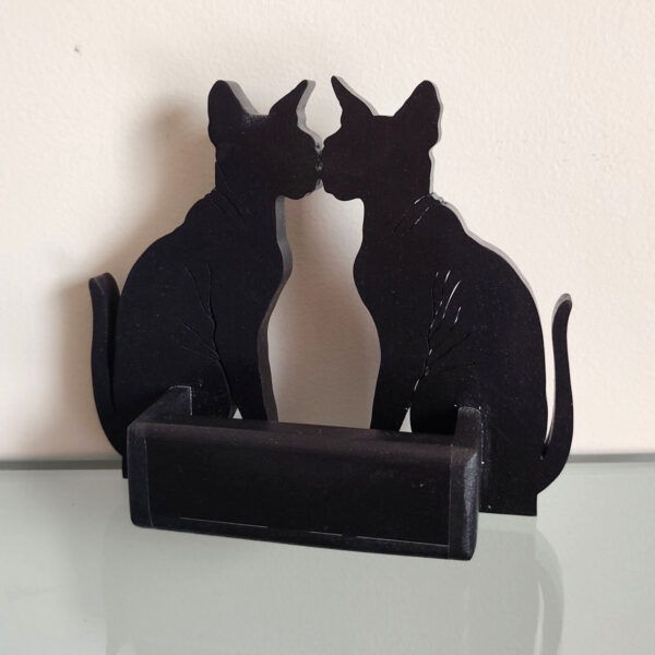 Portes cartes chat sphynx MDF noir – Image 2