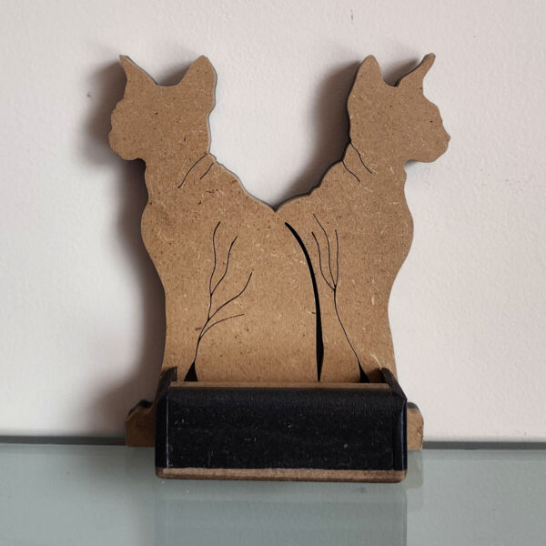 Portes cartes chats sphynx MDF noir et naturel