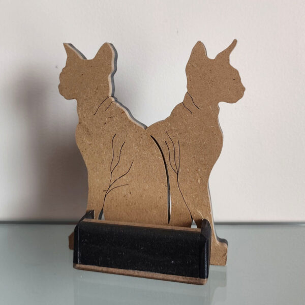 Portes cartes chats sphynx MDF noir et naturel – Image 2