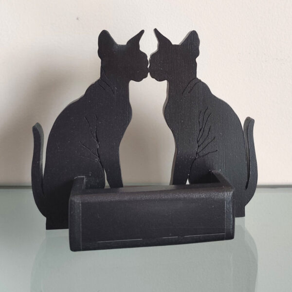 Portes cartes chat sphynx MDF noir – Image 3