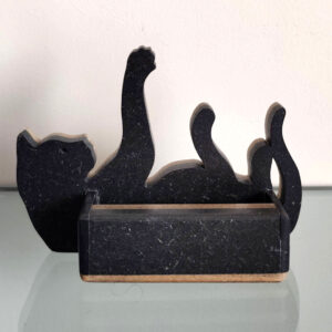 Portes cartes chats joueur MDF noir et naturel