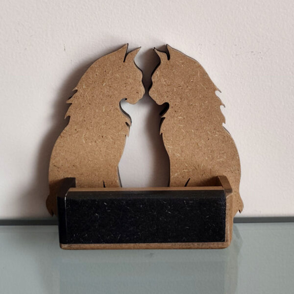 Portes cartes chats doubles MDF noir et naturel