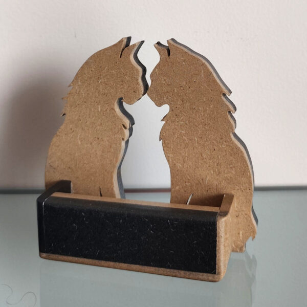 Portes cartes chats doubles MDF noir et naturel – Image 2