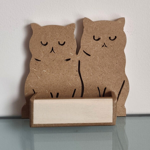 Portes cartes chat shorthair MDF incolore et peuplier