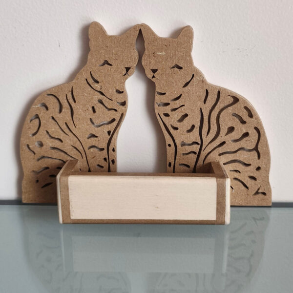 Portes cartes chat bengal MDF incolore et peuplier