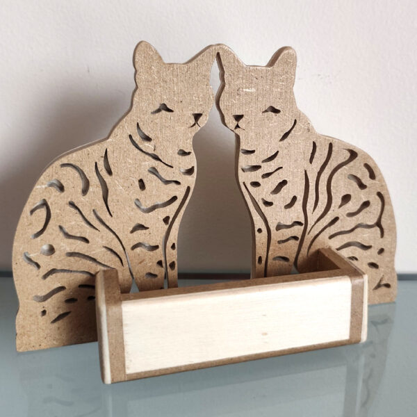 Portes cartes chat bengal MDF incolore et peuplier – Image 2