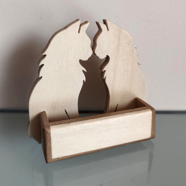 Portes cartes chat double MDF incolore et peuplier – Image 2