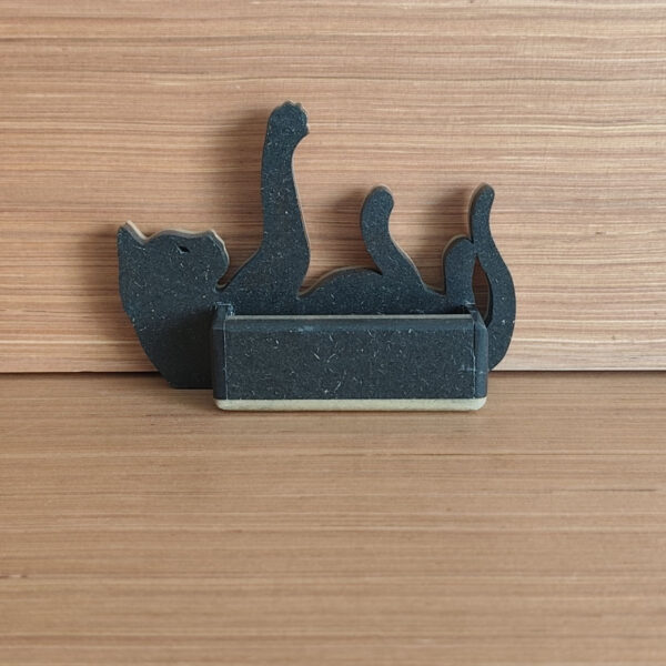 Portes cartes chats joueur MDF noir et naturel – Image 2