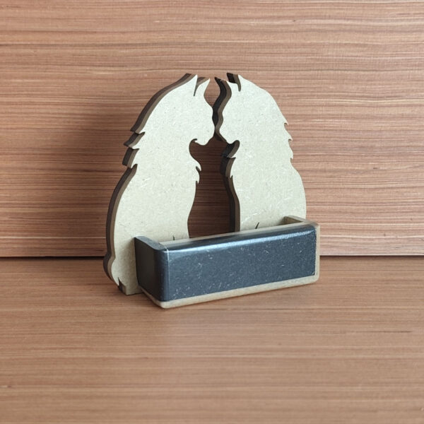 Portes cartes chats doubles MDF noir et naturel – Image 2