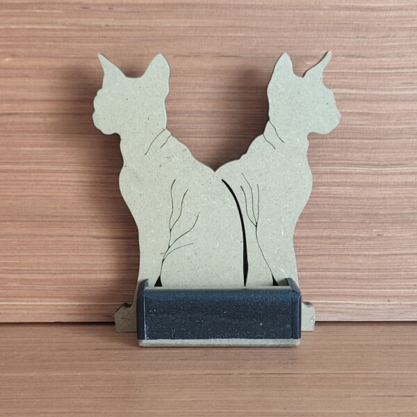 Portes cartes chats sphynx MDF noir et naturel